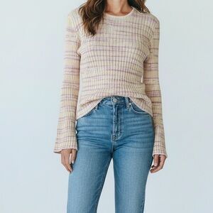 Sincerely Jules Women’s Pink Cream Space Dye Bell Sleeve Sweater Medium NWT